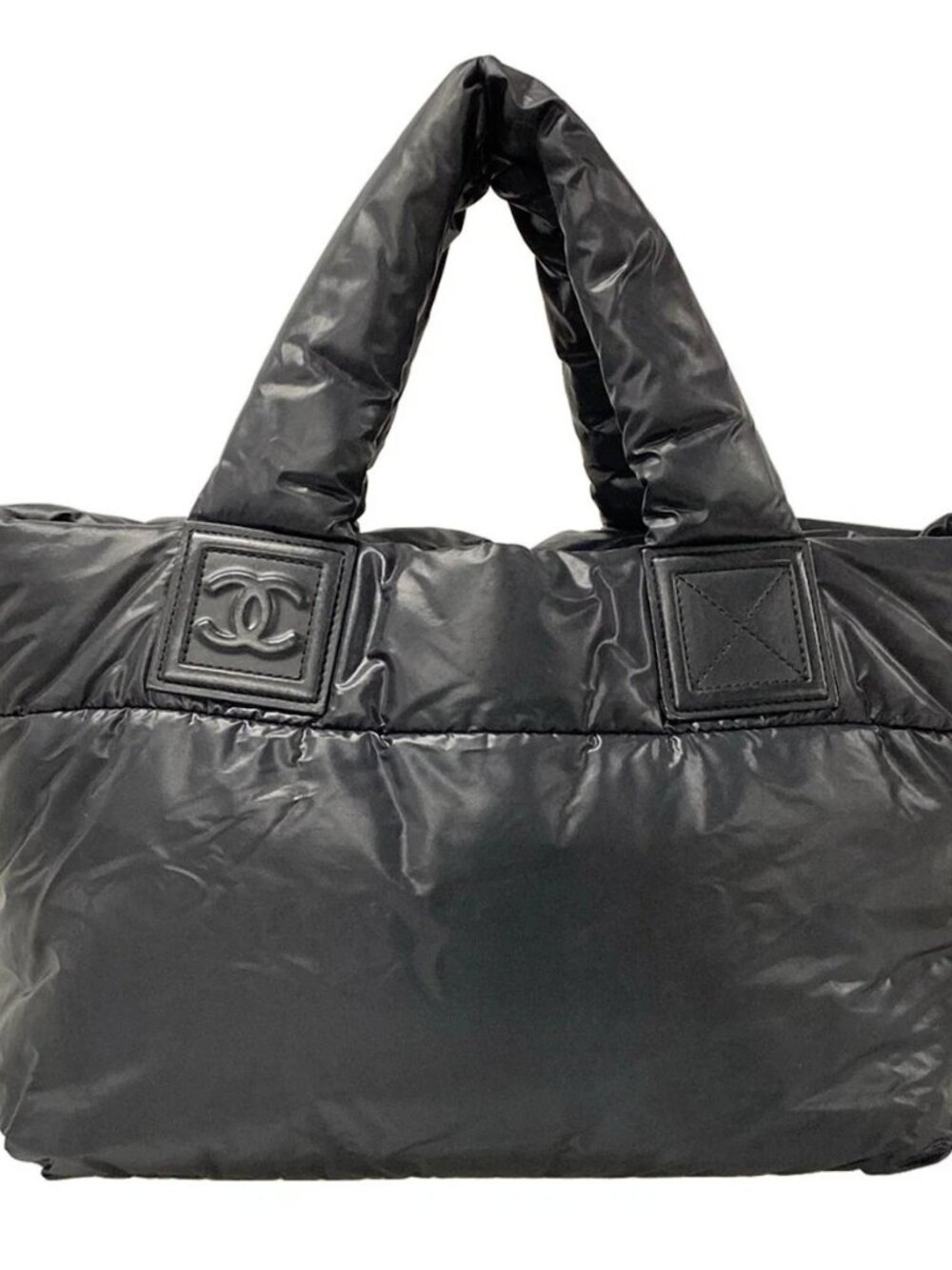 CHANEL Coco Cocoon PM Black Nylon Leather Tote Bag